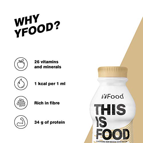 YFood Coffee - Ready to Drink Meal | Lactose and Gluten-Free Meal Replacement | 34 g of Protein, 26 Vitamins & Minerals | Delicious Astronaut Food - 25% of Daily Calories | 12 x 500 ml (1 kcal/ml)