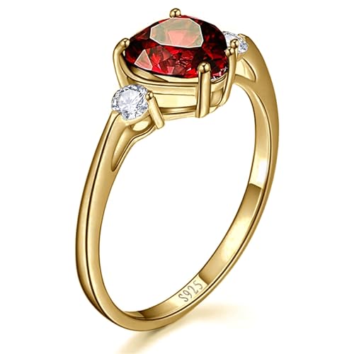2.25ct Created Gemstone Ring for Women 925 Sterling Silver Heart Cut 8 * 8mm Cubic Zirconia Birthstone Ring for Engagement Anniversary Size 5-102