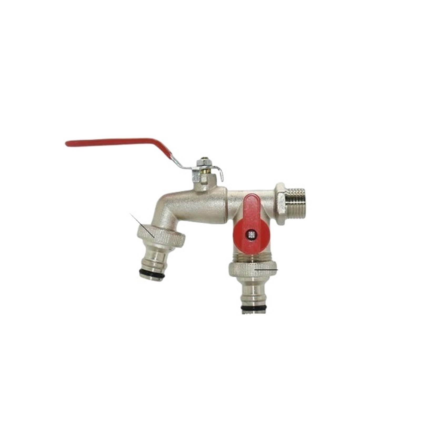 Garden Taps Industrial and Home Irrigation Zinc Alloy Garden Bibcocks Outdoor 1 Inlet 2 Outlet Bibcock with Dual Nipple and Bathroom Faucet(Red)