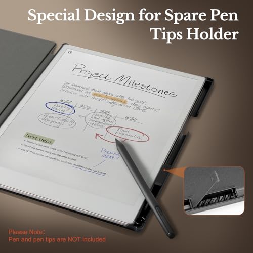 CoBak Case for Remarkable Paper Pro Color Tablet - Smart Auto Sleep/Wake Folio Lightweight Protective Cover with Built-in Pen Holder and Nibs Holder, for 11.8" 2024 Release (Black Notebook)