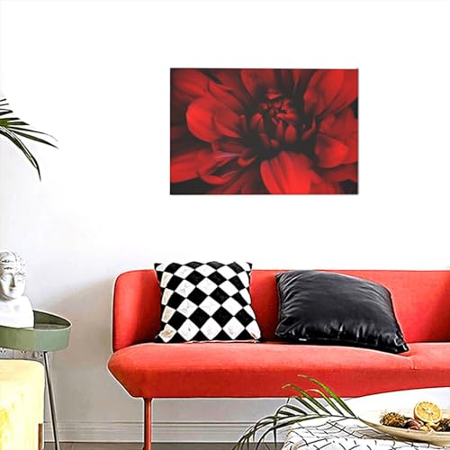Toile murale fleur rouge pour egayer un mur blanc de chambre