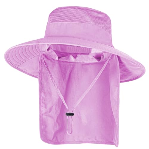 Image of Sun Hats for Men Women Fishing Hat UPF 50+ Breathable Wide Brim Bucket Hats Summer UV Protection Safari Hat with Neck Flap