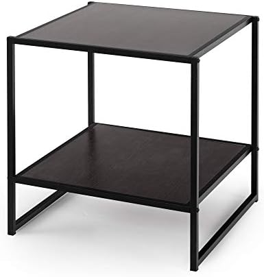 ZINUS Dane 51 cm Black Frame Side Table | End Table | Easy Assembly, Rich black wood grain