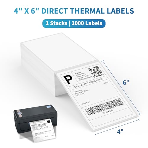 Image of 9527 Product Fanfold 4 x 6 Direct Thermal Labels White Perforated Shipping Labels, 1000 Label per Stack,1 Stack