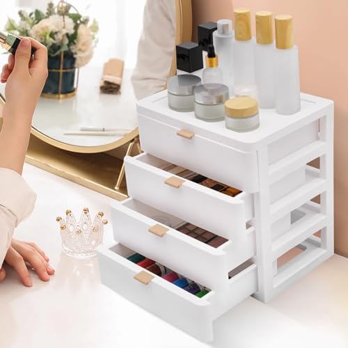 Boîte à bijoux, boîte à bijoux, boîte de rangement de bureau, organisateur de bureau, boîte de rangement pour livres, bijoux, cosmétiques, collations, petits objets (organisateur à 4 tiroirs, 26 x – vue 9