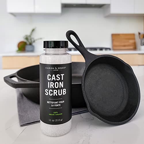 CARON & DOUCET - Ultimate Cast Iron Set: Seasoning Oil, Cleaning Soap & Restoring Scrub | 100% Plant-Based & Best for Cleaning Care, Washing, Restoring & Seasoning Cast Iron Skillets, Pans & Grills!