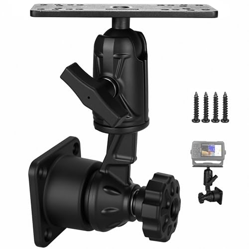 Velpaw Aluminium Fish Finder Swivel Arm Mount, Mounting Plate Adjustable Heavy Duty Chartplotters/Depth Finders Mount, Compatible with Garmin, Lowrance and More, for Boats/Kayaks