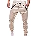 EMAlusher Pantalon de sport avec cordon de serrage - Poches décontractées - Taille moyenne avec fermeture éclair - Pantalon de ski pour homme, beige, XL