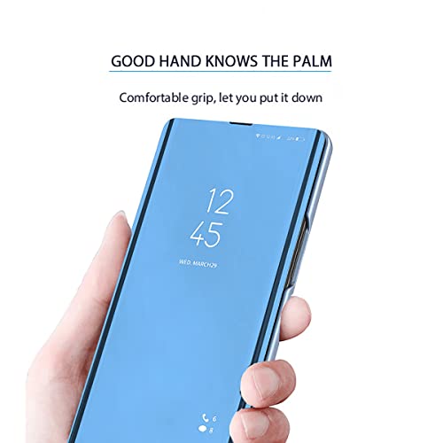 Ccsamll Mirror Case For Oppo Reno 8 Support Wireless Charging, Smart Clear View Cover Ultra Thin With Kickstand Flip Phone Case For Oppo Reno 8 Qh Purple #TOP7