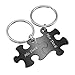 Produktbild BOPREINA Personalized Gravur 2X Edelstahl 33*22mm Zwei Puzzle Schlüsselanhänger Partner Paare Liebe Freundschaft Schlüsselbund Schlüsselring Keychain (Schwarz, mit Gravur)
