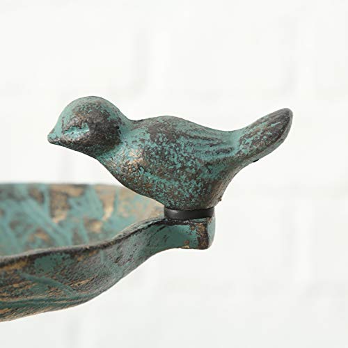 Whw Whole House Worlds Country-Style, Leaf With Bird, Garden Stake Bird Bath, Cast Iron, Rustic Green Patina, 3 Feet 2.5 Inches Tall #TOP7