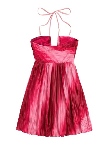 Image of SOLY HUX Women's Tie Dye Cami Dress Halter Backless Sleeveless A Line Short Summer Dresses Sundress