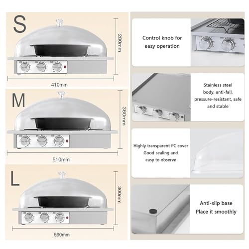 YXFAZPP Teiggärschrank mit Heizung, Brotgärbox, einstellbare Luftfeuchtigkeit (60–100%) + Temperatur (0–54 °C) + Timing (0–120 Minuten), transparent und sichtbar, für die Herstellung (S)