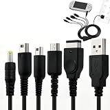 Maoggha 120 cm Câble de Chargeur USB 5 en 1 Compatible pour DS Lite, NDS, New 3DS XL, New 3DS, 3DS XL, 3DS, 2DS, DSi XL, Wii U, GBA, PSP 1000 2000 3000, Charge Rapide et Transfert de Données