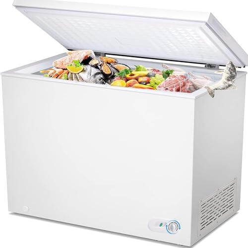 Image of Electactic 10 Cu.Ft Chest Freezer, 7-Grade Temperature, Small Deep Freezer with Removable Basket Free Standing Top open Door Perfect for Home Dorm, Office, Kitchen (White)
