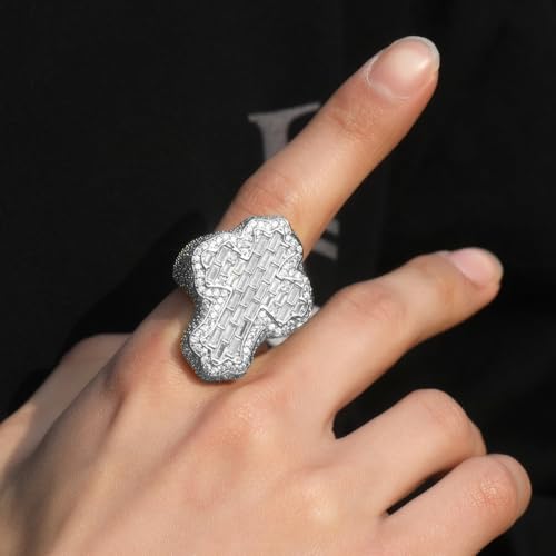 14K Gold T-Shaped Moissanite Cross Ring for Men, Unique Hip-Hop Style, Luxurious Accessory, Ideal for Trendsetting Individuals4