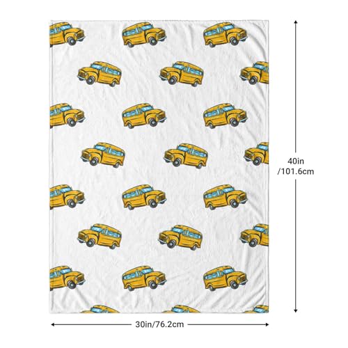 Image of School Bus Blanket - Fluffy Flannel Throw Blanket for Baby, Kids, Nursery, Toddler, Soft Plush & Warm Cozy Fleece, Breathable for Couch, Bed, Sofa, Home Decor, 30 inchx40 inch