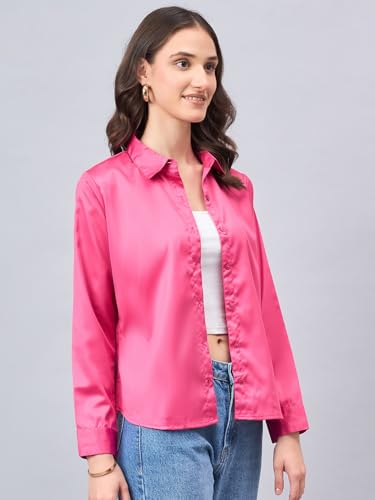 Image of Style Quotient Women Olive Satin Regular Formal Shirt