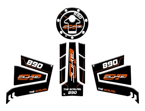 Kit protection réservoir KTM DUKE 890 GT autocollants résine effet 3D latéraux orange v2