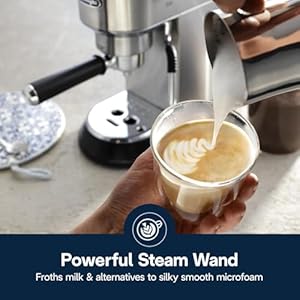 De'Longhi Dedica Arte Espresso Machine with Manual Milk Frother for Espresso, Capuccino, Latte, 35 Ounce Water Tank, Silver, EC885M DeLonghi Dedica Arte Espresso Machine with Manual Milk Frother for Espresso Capuccino Latte 35 Ounce Water Tank Silver EC885M