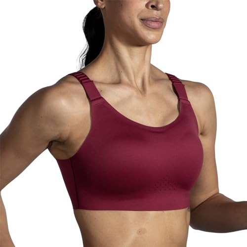 Image of Brooks Women's Scoopback 2.0 Sports Bra for High Impact Running, Workouts & Sports with Maximum Support - Razzmatazz /Quartz - 30 DD /E