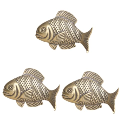 Figurine de poisson laiton PRETYZOOM poids de table statue antique - 2