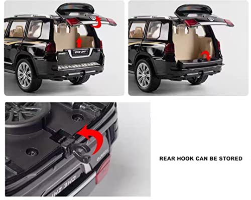 Image of Metal Pull Back Diecast Car 1:32 Land Cruiser Pull Back Car Model with Sound Light Boys Gifts Toys for Kids (Blue)