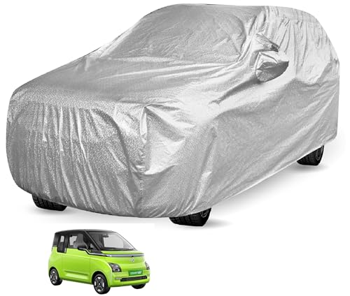 Image of Auto Hub Car Cover Compatible with MG Comet with Mirror Pocket and Soft Cotton Lining,Waterproof Comet Car Cover, Metallic Silver