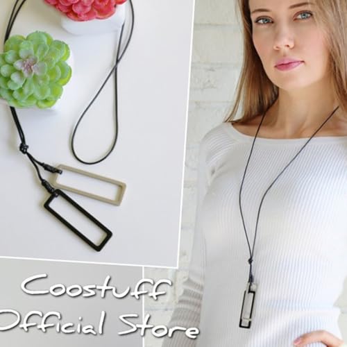 Collier à longues chaînes TABOJS avec pendentif argenté rectangulaire - 5