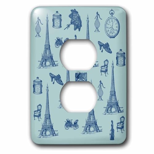 3dRose lsp_123452_6 Vintage Paris Theme Collage with Eiffel Tower Light Switch Cover