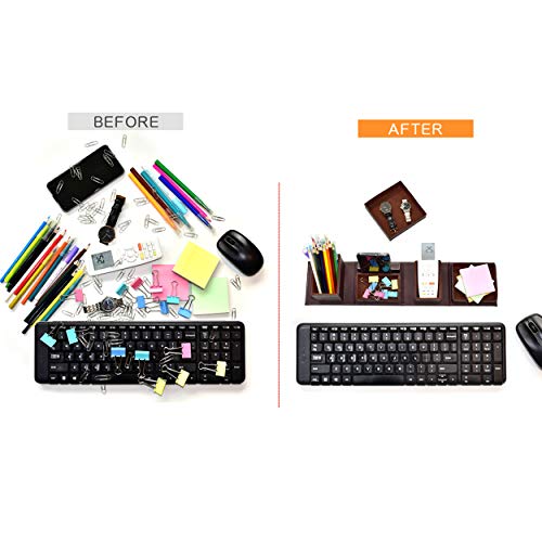 Jointop Leather Office Supplies, Desk Organizer Storage Boxes And Accessories, Desktop Storage For Business Cards/Stationery/Pens/Pencils/Mobile Phones(Brown) #TOP1