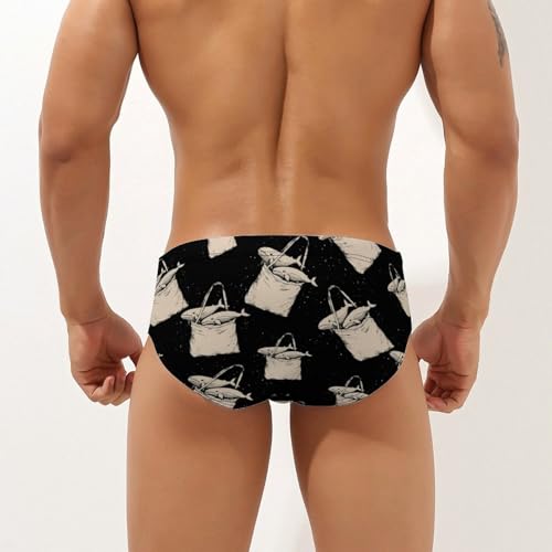 Whale in The Bag Mens Swim Briefs Bikini Sexy Low Rise Trunks Swimsuit Bathing Suit Beach2