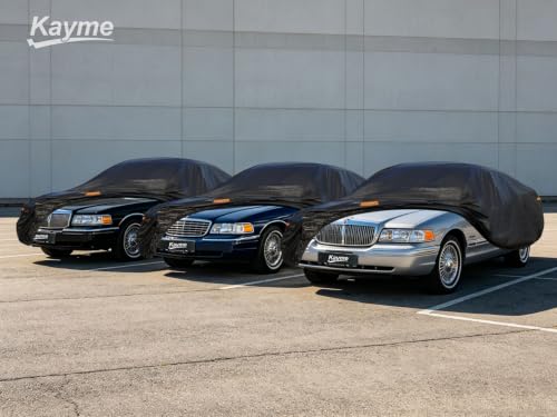 Image of Kayme 7 Layers Sedan Car Cover Custom Fit for Mercury Grand Marquis, Ford Crown Victoria, Lincoln Town Car, Waterproof All Weather for Automobiles, Rain Sun UV Protection.Black