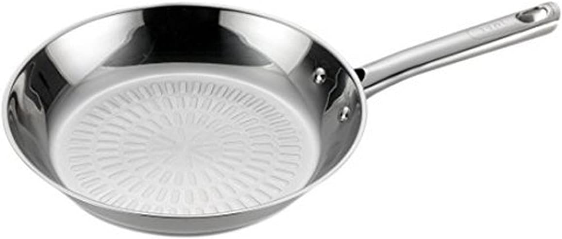 Performa Stainless Steel Fry Pan 12 Inch Induction Oven Broiler Safe 500F Cookware, Pots and Pans, Dishwasher Safe Silver
