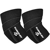 AQF Fitness Ellenbogenbandagen für Gewichtheben (Paar)- 101,6 cm Elastische Bandagen für Kraftsport, Powerlifting Zuverlässige Ellbogenschützer für Bankdrücken & Fitnessstudio Training (Schwarz)