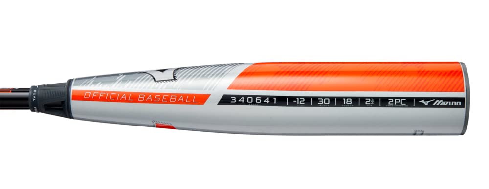 Mizuno B23-CRBN2 Big Barrel Youth USSSA Bate de béisbol -12 | -10 | -8 | Barril de 2 5/8 Pulgadas | Compuesto de 2 Piezas | Amortiguador de Doble frecuencia | Carbono ónix Negro | Agarre Speed-Helix