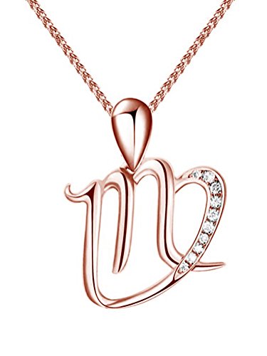 Tendencia Paialco plata esterlina símbolo del encanto Virgo colgante collar chapado en oro rosa