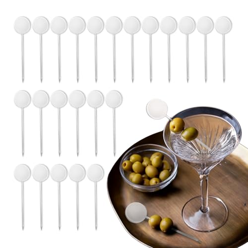 500 Pcs Cocktail Picks Disk Top Prism 7.62cm (3") - Sleek, Stylish Garnish for Cocktails, Perfect Plastic Toothpicks for Appetizers & Drinks, Versatile Fancy Skewers Food Pick for Charcuterie Parties