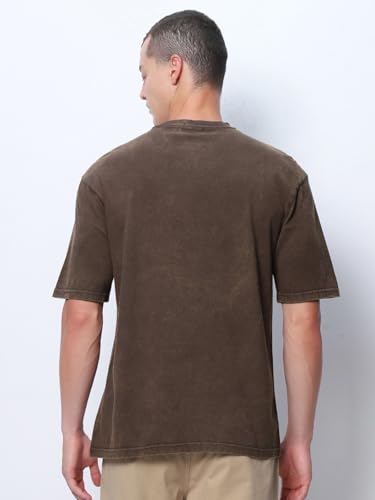 Image of Bewakoof Men's Cotton Typography Oversized Fit Half Sleeve Round Neck T-Shirt | Casual Wear | Street Wear | Oversized t Shirt for Men Cotton | Baggy