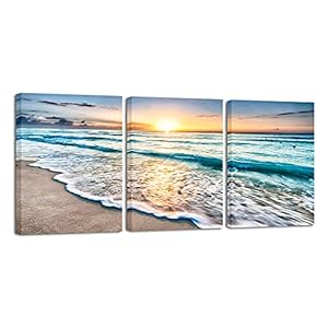 Wieco Art 3 Panel Blue Beach Canvas Wall Art for Home Decor Sunset White Wave Beach Pictures on Canvas Sea View Canvas Prints Artwork for Wall Decor Living Room Decorations Wieco Art 3 Panel Blue Beach Canvas Wall Art for Home Decor Sunset White Wave Beach Pictures on Canvas Sea View Canvas Prints Artwork for Wall Decor Living Room Decorations