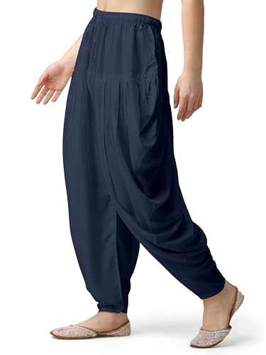 Image of Mehrang Loose Fit Rayon Dhoti Pant for Women Patiala Slawar Bottom Wear Harem Pants, Waist Free Size (26 Inch to 38 Inch)