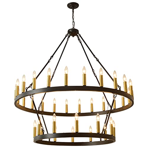 Lustre de salon majestueux style rustique chic avec double rangée E12