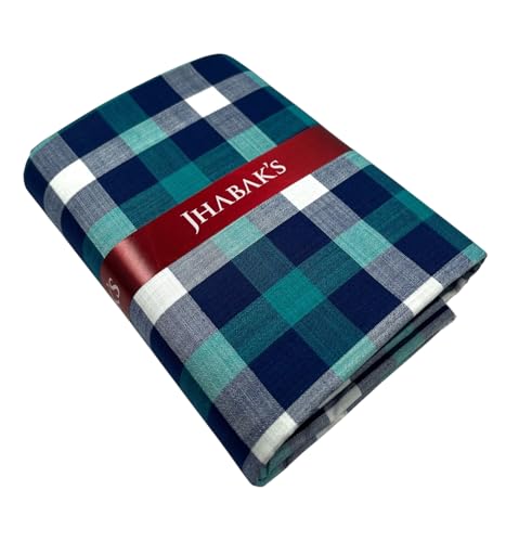 Image of JHABAK'S Cotton Blend Unstitched Checkered Fabric for Men - 2.35m Shirt Piece / 3m Kurta Piece - Width 36 Inches