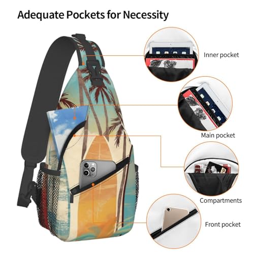 Bolso cruzado Surfboard Palm Tree para hombre y mujer miniatura 4