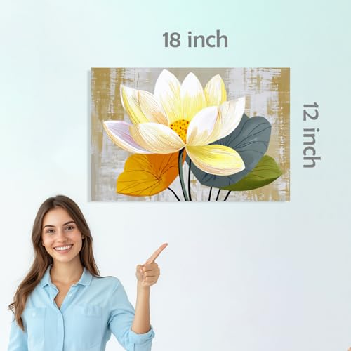 Image of SiddArtify Lotus Flower Wall Art Poster Print Set - Botanical Floral Prints for Living Room Bedroom Office Decor - 12x18 inch Board Pack of 6