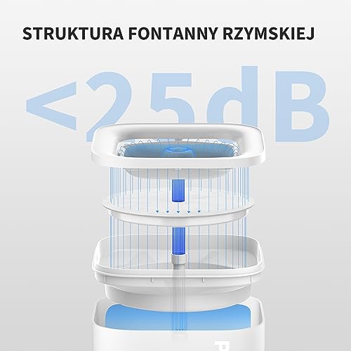 Petkit EVERSWEET Fontanna dla Kota i Psa, Bezprzewodowa Pompa Wodna, 1,85L, Inteligentne Światło LED, 25db Niezwykle Cichy