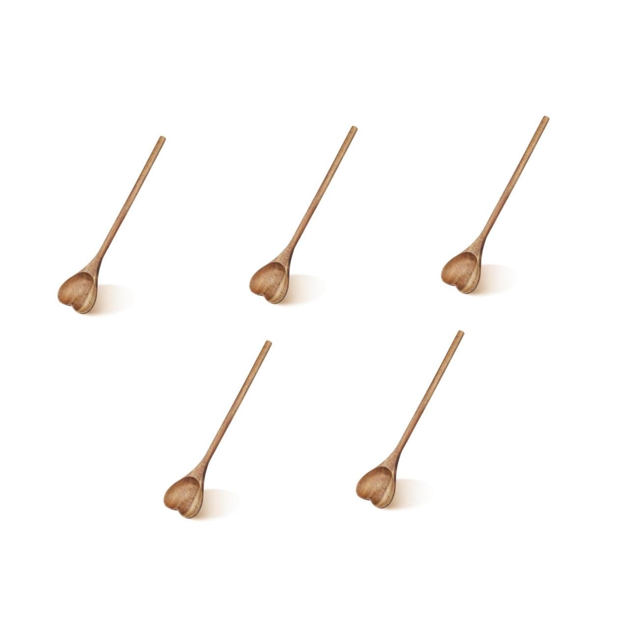 Ciieeo Cuchara Mezcladora de Madera en Forma de Corazón, Utensilio de Cocina Multifunción, Mango Ergonómico Grueso, Resistente al Desgaste, Reutilizable para Postres, Té y Miel,