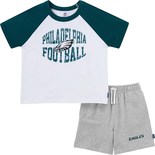 Gerber Geber Unisex Baby NFLTeam T-Shirt and Shorts Set, Eagles, 5T