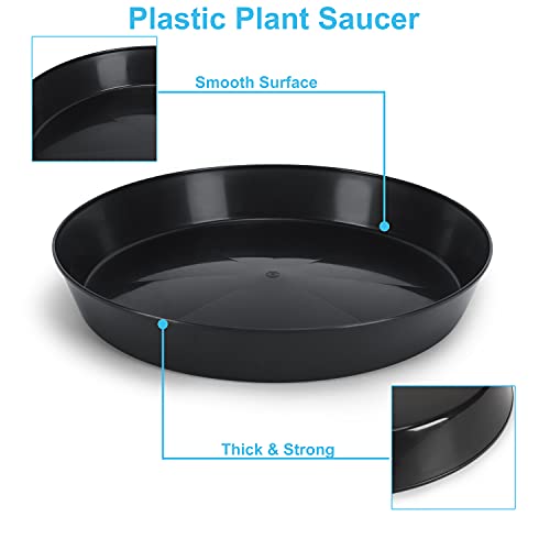 Austin Planter 18 Inch (16.3 Inch Base) Case Of 5 Plant Saucer - Black Polypropylene – Heavy Duty Indoor/Outdoor Tray And Drip Pan – Collects Flower Pot Excess Water Made In Usa #TOP4