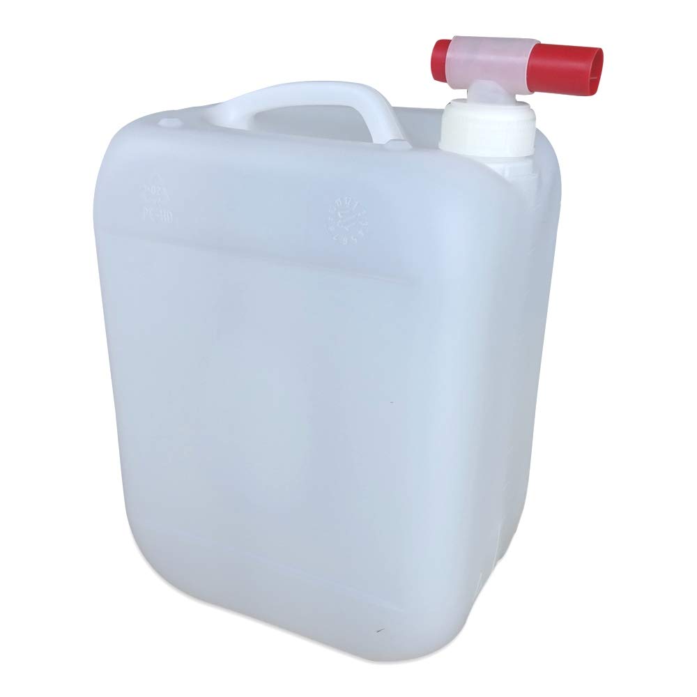 Generisch kanister-vertrieb® 10er Set 10 Liter Wasserkanister Trinkwasserkanister Natur inkl. 10 passende Hähne DIN45